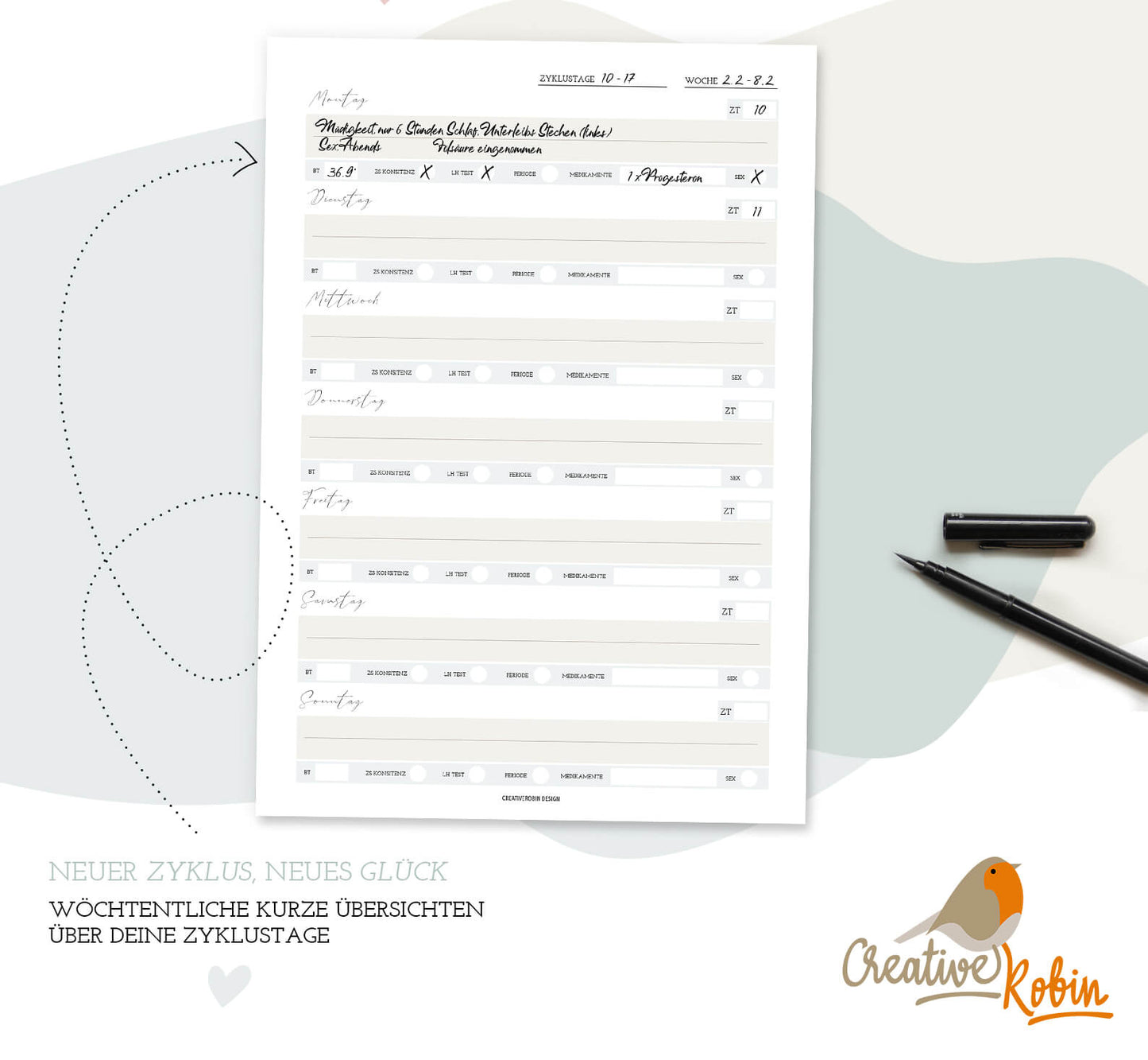 Kinderwunsch Planer zum Ausdrucken | Eisprung Planer | Baby Planer | Schwangerschafts-Planner • 10 Seiten