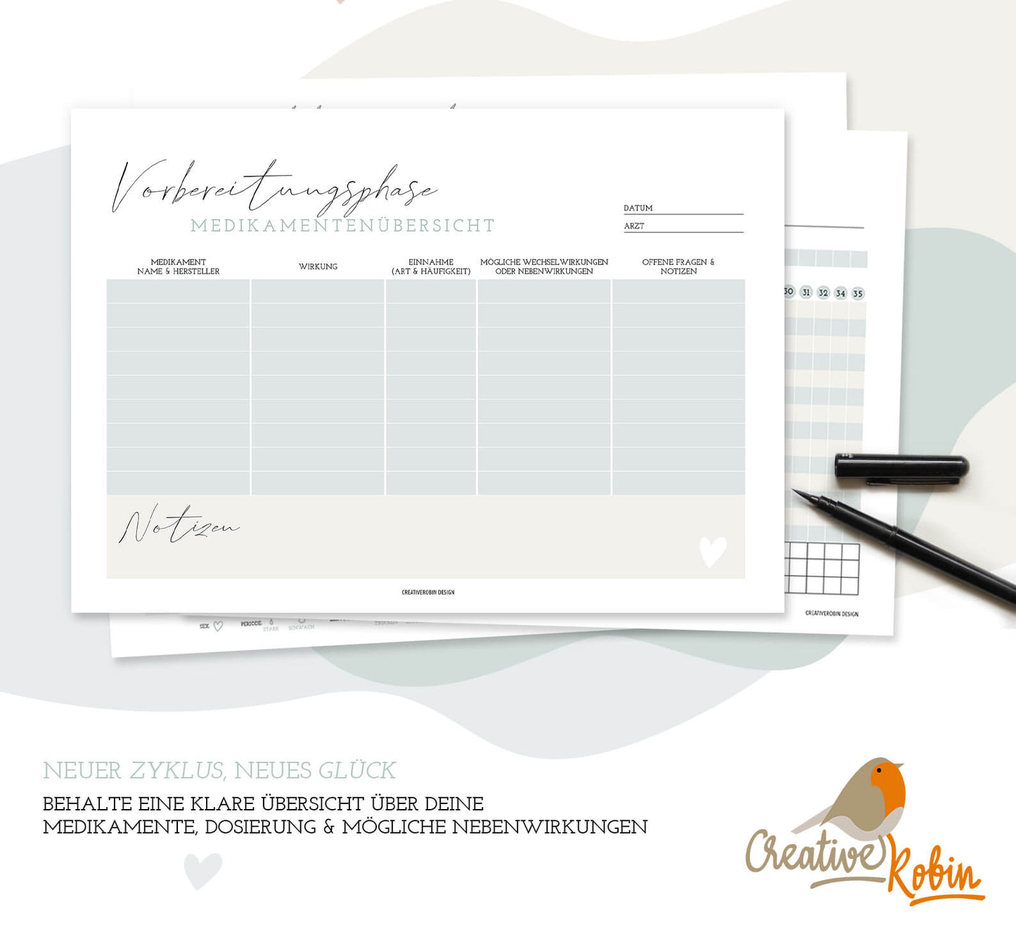 Kinderwunsch Planer zum Ausdrucken | Eisprung Planer | Baby Planer | Schwangerschafts-Planner • 10 Seiten