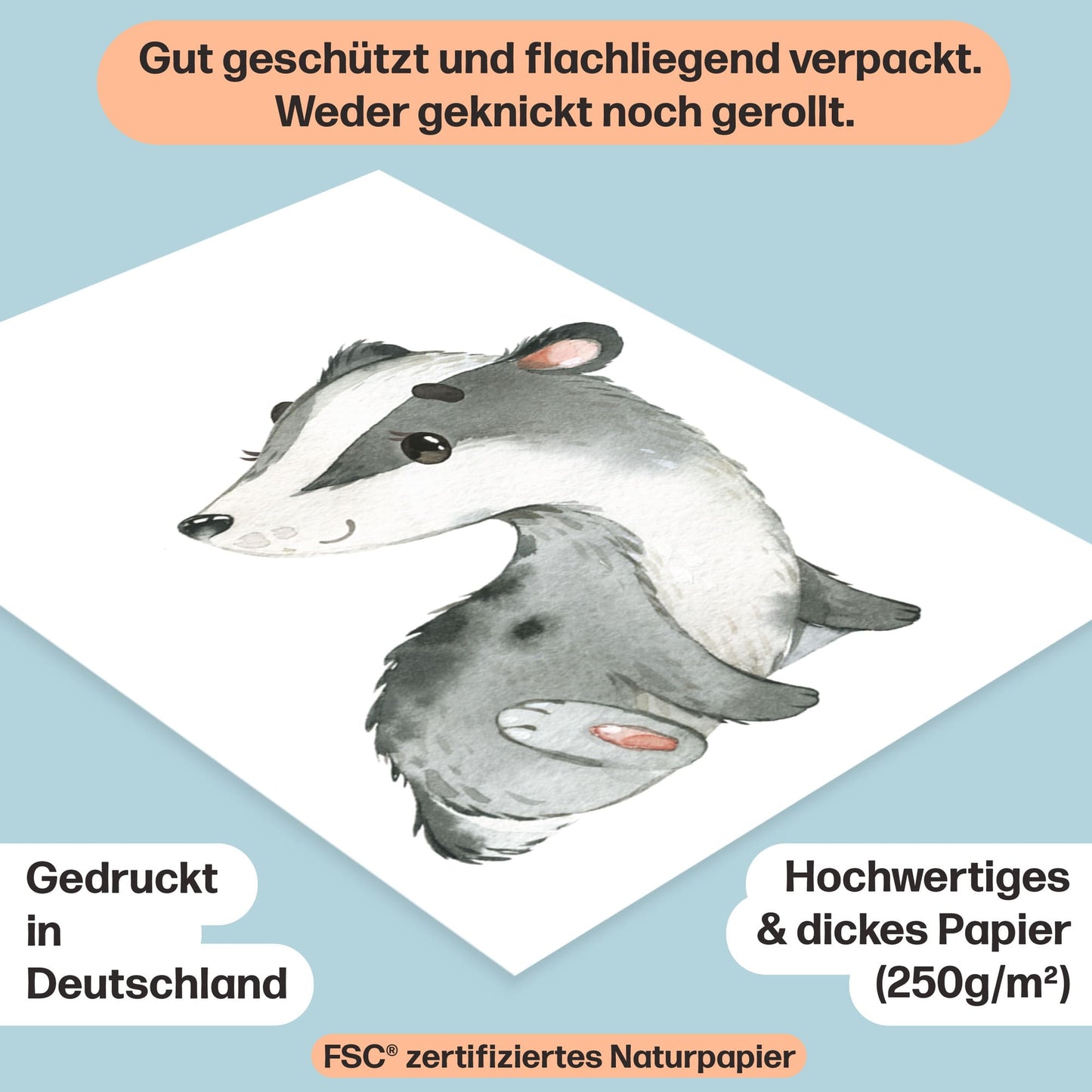8er Poster Set Waldtiere • Süße Baby Fuchs, Hase, Eule Kinderposter • DIN A4 • CreativeRobin