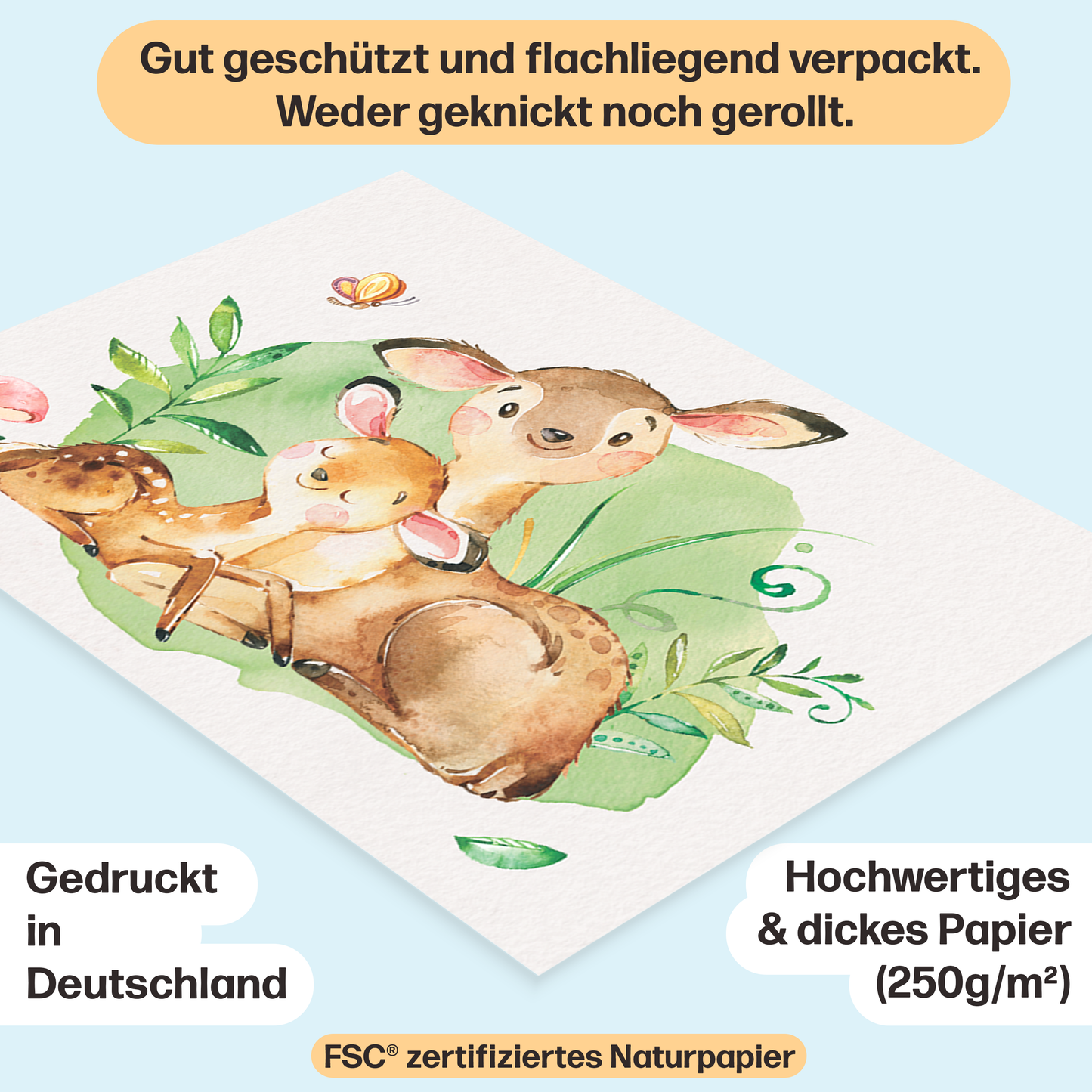 Mutter & Baby Waldtier Poster-Set fürs Kinderzimmer I Babyzimmer Deko