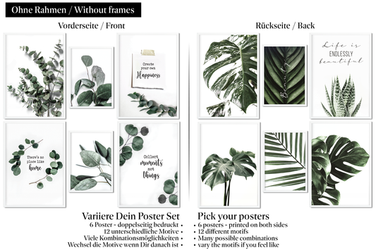 » Monstera Pflanzen « Poster Set als Wohnzimmer Deko | 4x A3 + 2x A4 Wandbilder Collage | ohne Rahmen