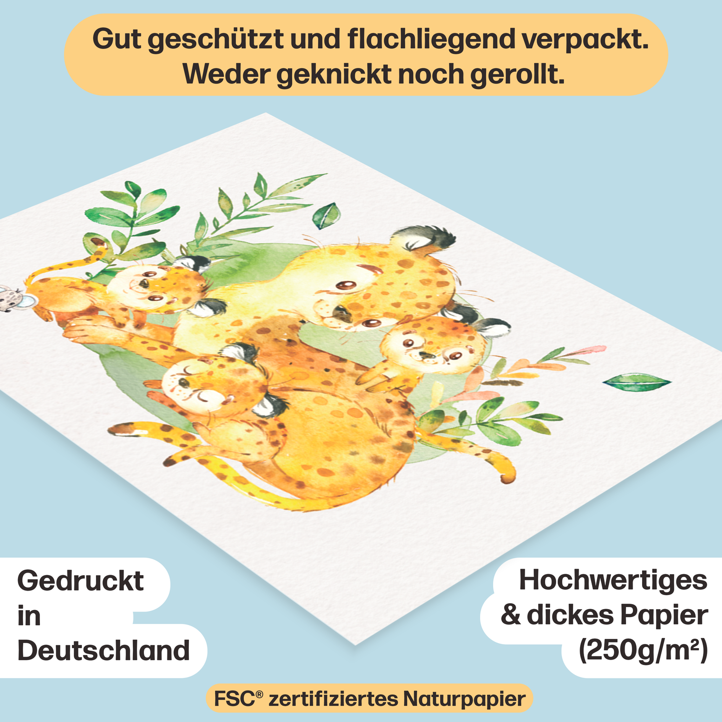 6er Poster-Set von Tieren Afrikas mit Mutter & Baby I Babyzimmer Deko