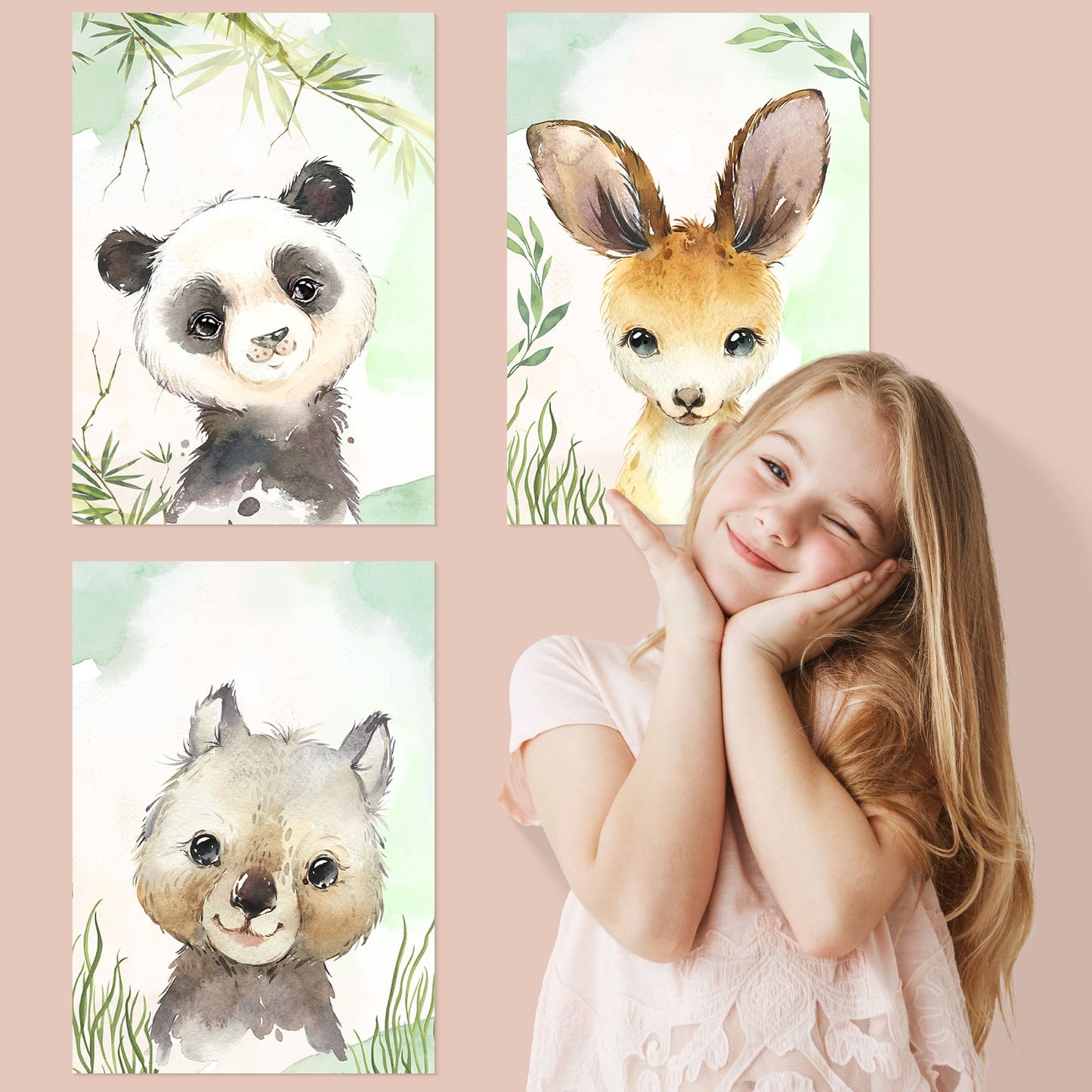 6er Poster Set Australischer Baby Tiere und Pandabären • DIN A4