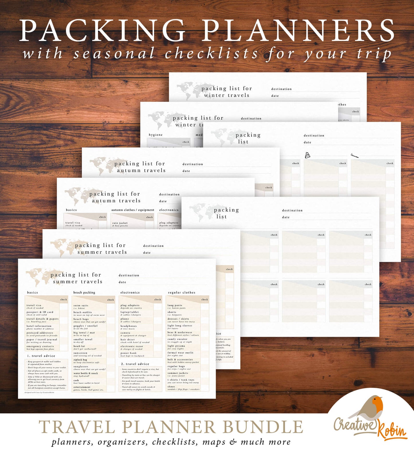 Umfangreicher Reiseplaner | mit 56 PDF Seiten | Planer zum Ausdrucken - englisch