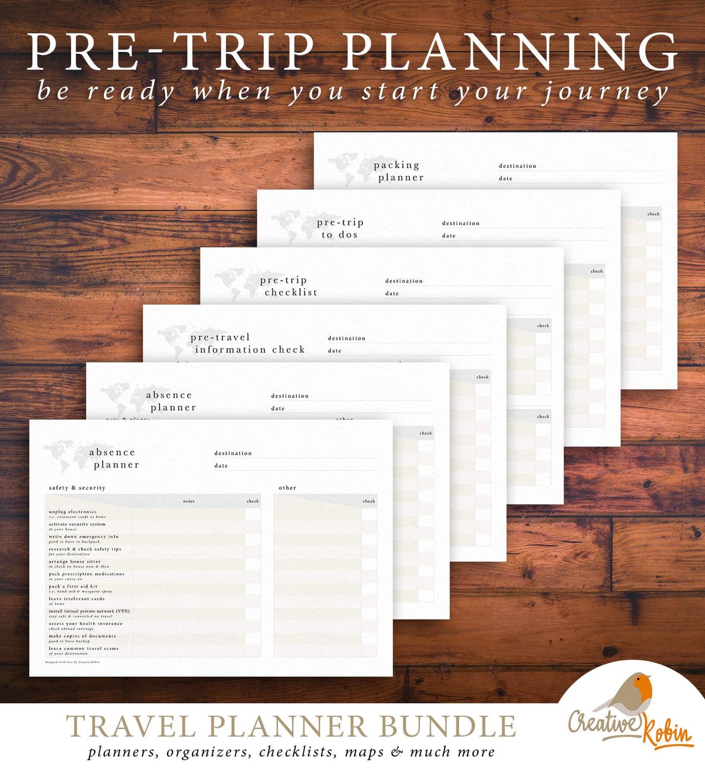 Umfangreicher Reiseplaner | mit 56 PDF Seiten | Planer zum Ausdrucken - englisch