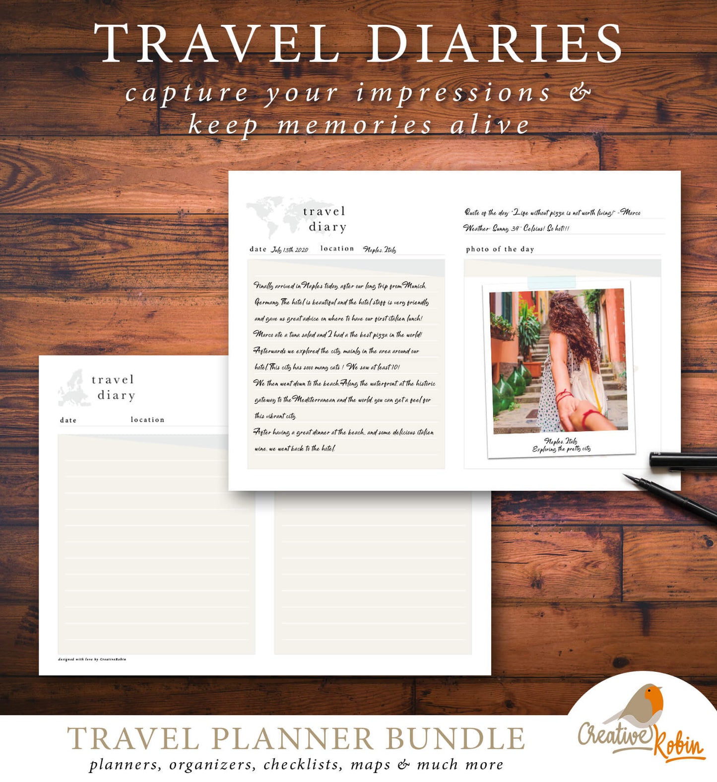 Umfangreicher Reiseplaner | mit 56 PDF Seiten | Planer zum Ausdrucken - englisch
