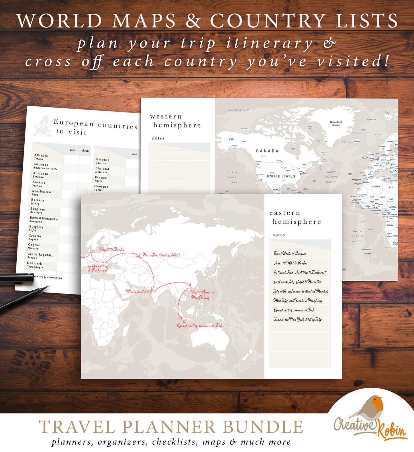 Umfangreicher Reiseplaner | mit 56 PDF Seiten | Planer zum Ausdrucken - englisch