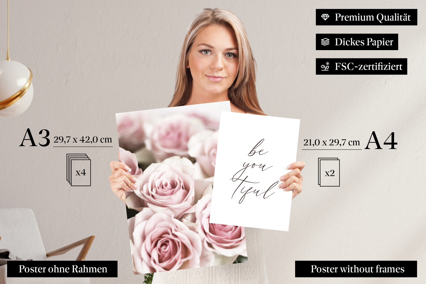 » Mode, Design & Architektur « Poster Set als Wohnzimmer Deko | 4x A3 + 2x A4 Wandbilder Collage | ohne Rahmen