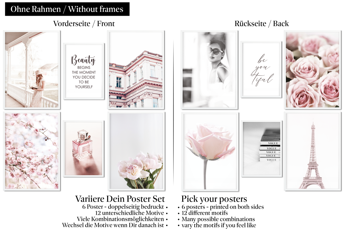 » Mode, Design & Architektur « Poster Set als Wohnzimmer Deko | 4x A3 + 2x A4 Wandbilder Collage | ohne Rahmen