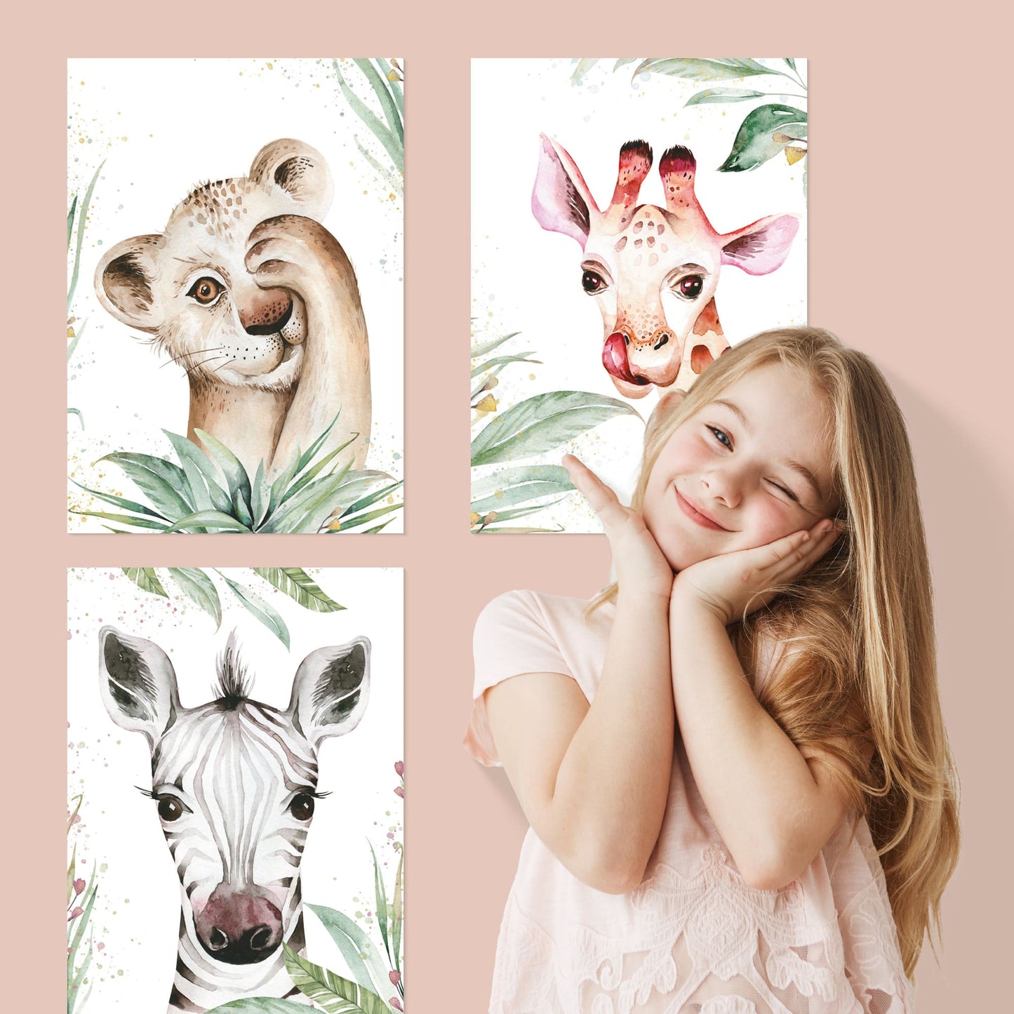 7er Poster Set Afrikanischer Baby Tiere der Savanne • DIN A4