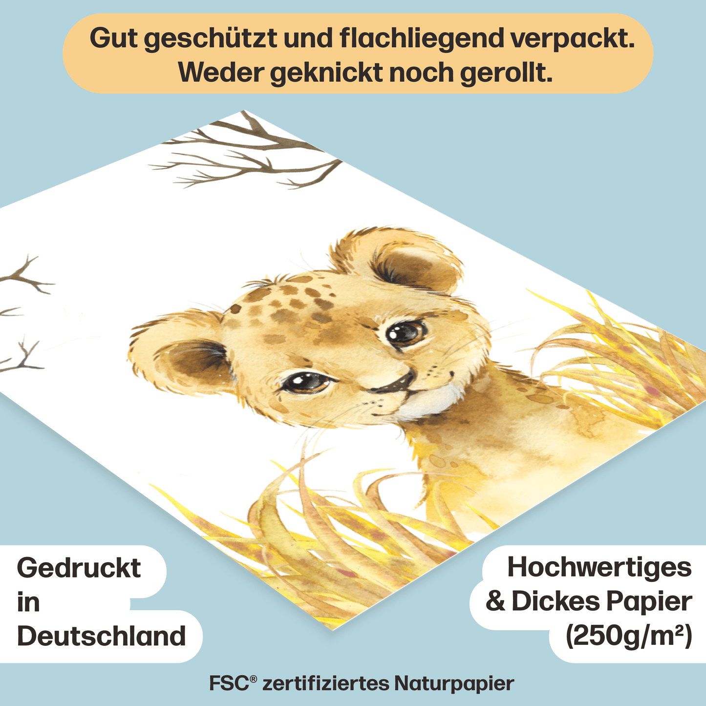 9er Poster Set mit Tieren Afrikas fürs Kinderzimmer I Löwe, Giraffe, Affe, Zebra uvm. als süße Babyzimmer Deko I ohne Rahmen I CreativeRobin