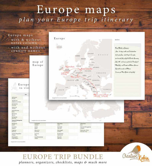 TRAVEL PLANNER EUROPE TRIP PLANNER Printable Planner