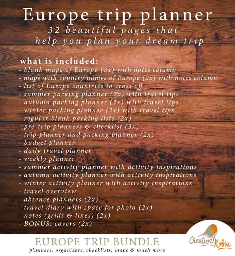 TRAVEL PLANNER EUROPE TRIP PLANNER Printable Planner