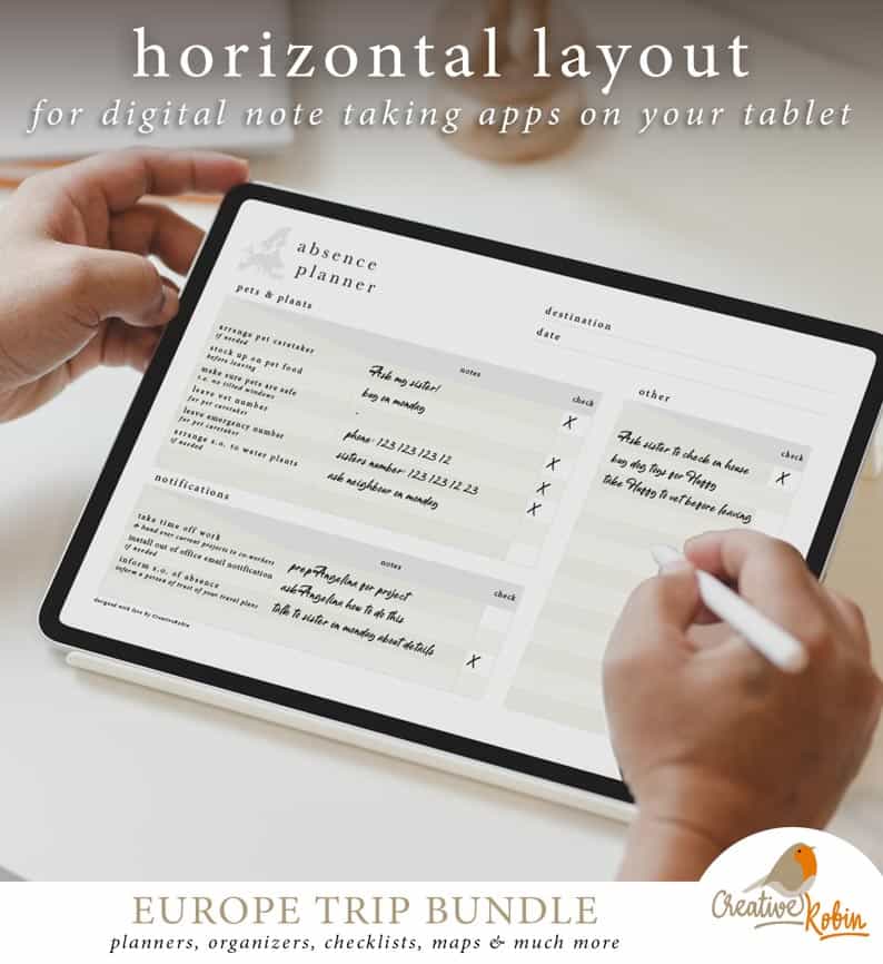 TRAVEL PLANNER EUROPE TRIP PLANNER Printable Planner