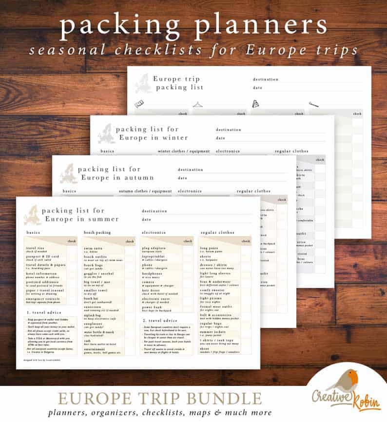 TRAVEL PLANNER EUROPE TRIP PLANNER Printable Planner