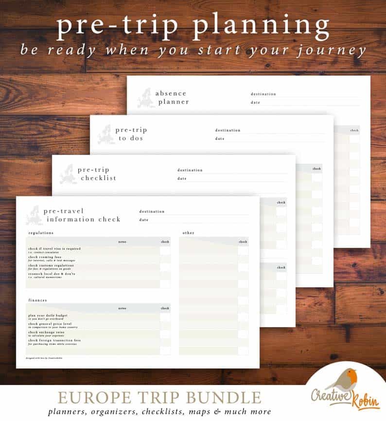 TRAVEL PLANNER EUROPE TRIP PLANNER Printable Planner