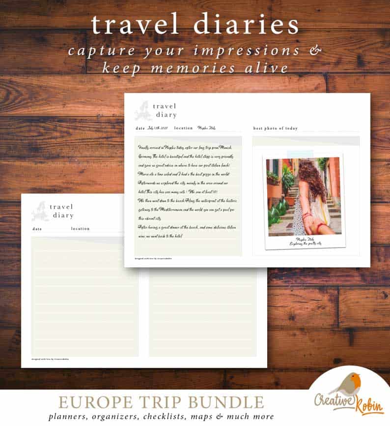 TRAVEL PLANNER EUROPE TRIP PLANNER Printable Planner