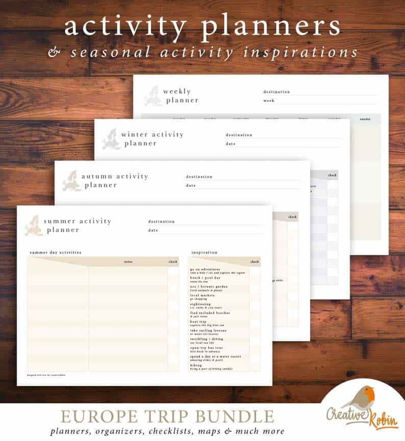 TRAVEL PLANNER EUROPE TRIP PLANNER Printable Planner
