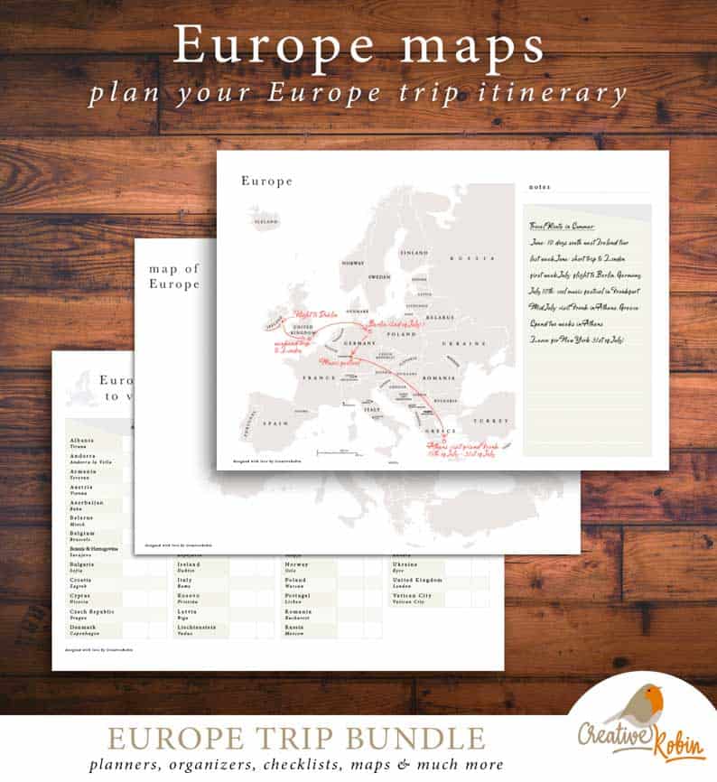 TRAVEL PLANNER EUROPE TRIP PLANNER Printable Planner