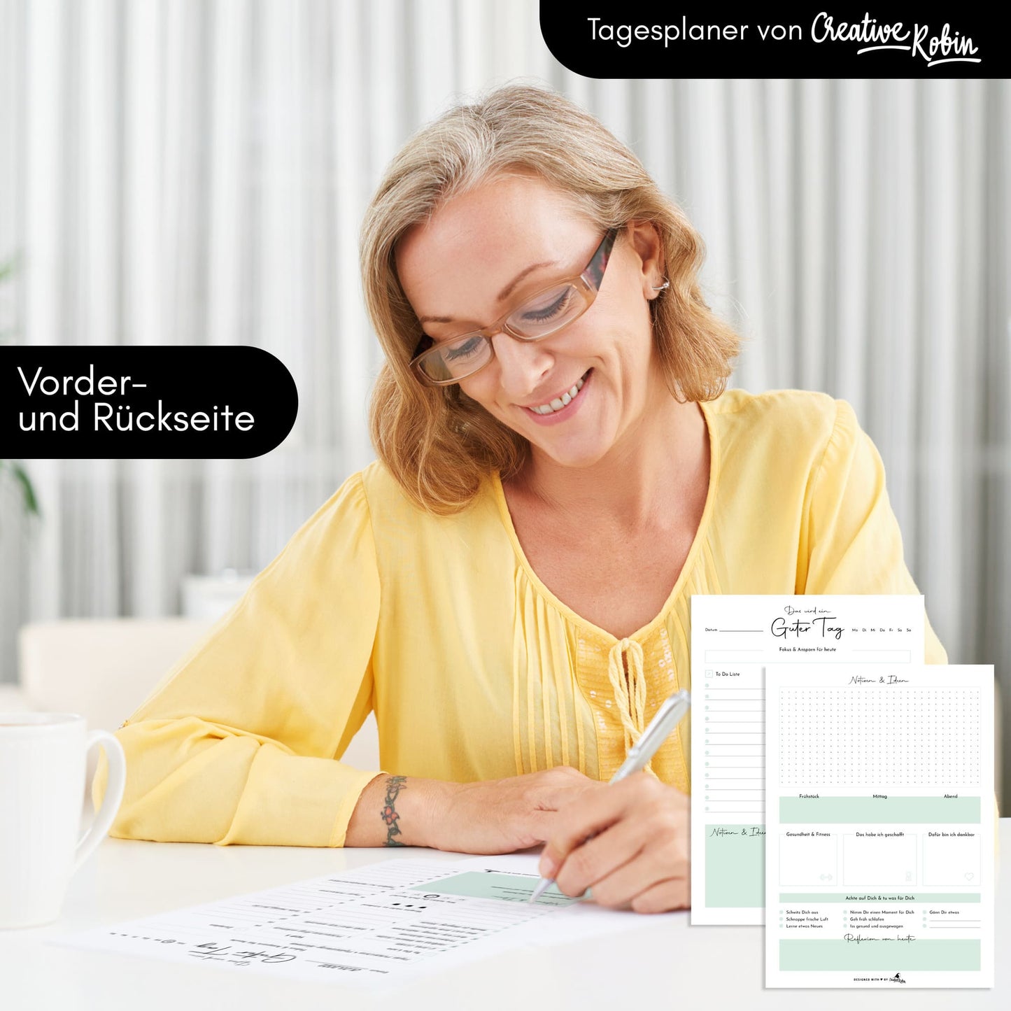 Tagesplaner & To-Do Liste minzgrün • DIN A4 Block mit 50 Blättern • CreativeRobin