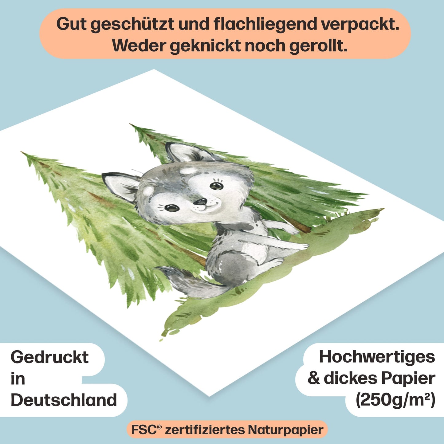 8er Poster Set Baby Waldtiere mit Flora • DIN A4 • CreativeRobin