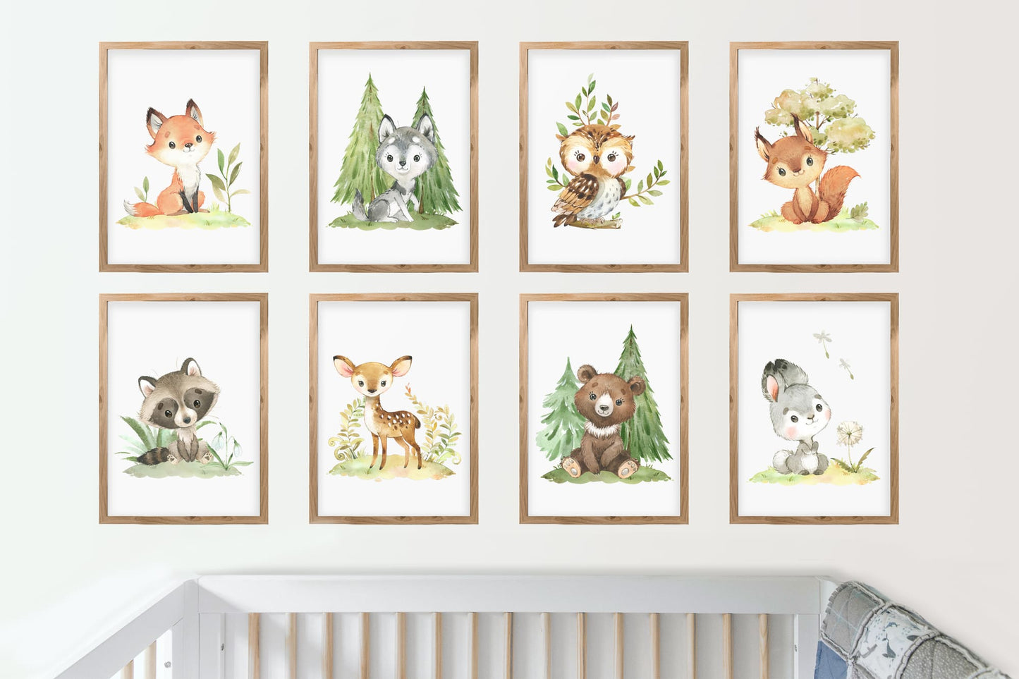 8er Poster Set Baby Waldtiere mit Flora • DIN A4 • CreativeRobin