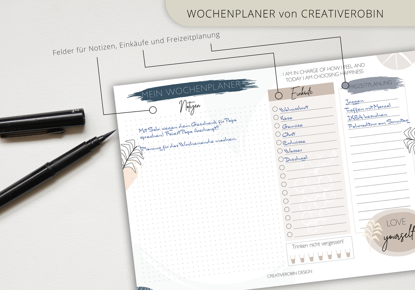 Wochenplaner Block A4 mit 50 Blatt I Praktische Schreibtischunterlage aus Papier mit ToDo Liste & Tagesplaner