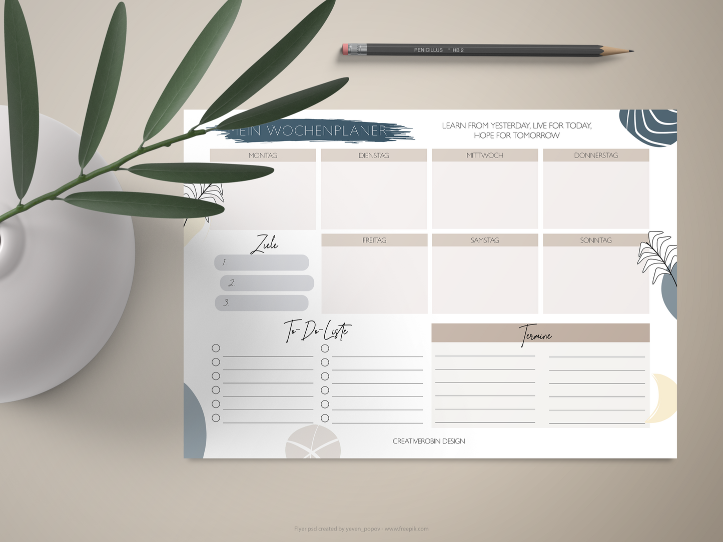 Wochenplaner Block A4 mit 50 Blatt I Praktische Schreibtischunterlage aus Papier mit ToDo Liste & Tagesplaner