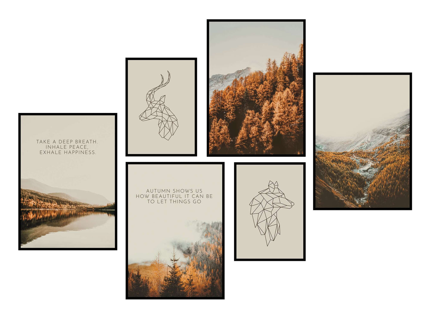 » Herbst « Poster Set als Wohnzimmer Deko | 4x A3 + 2x A4 Wandbilder Collage | ohne Rahmen