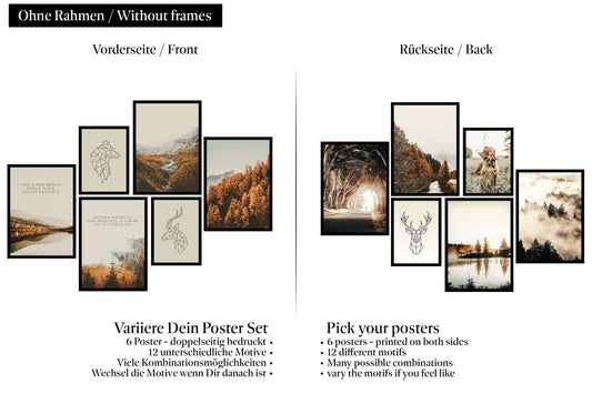 » Herbst « Poster Set als Wohnzimmer Deko | 4x A3 + 2x A4 Wandbilder Collage | ohne Rahmen