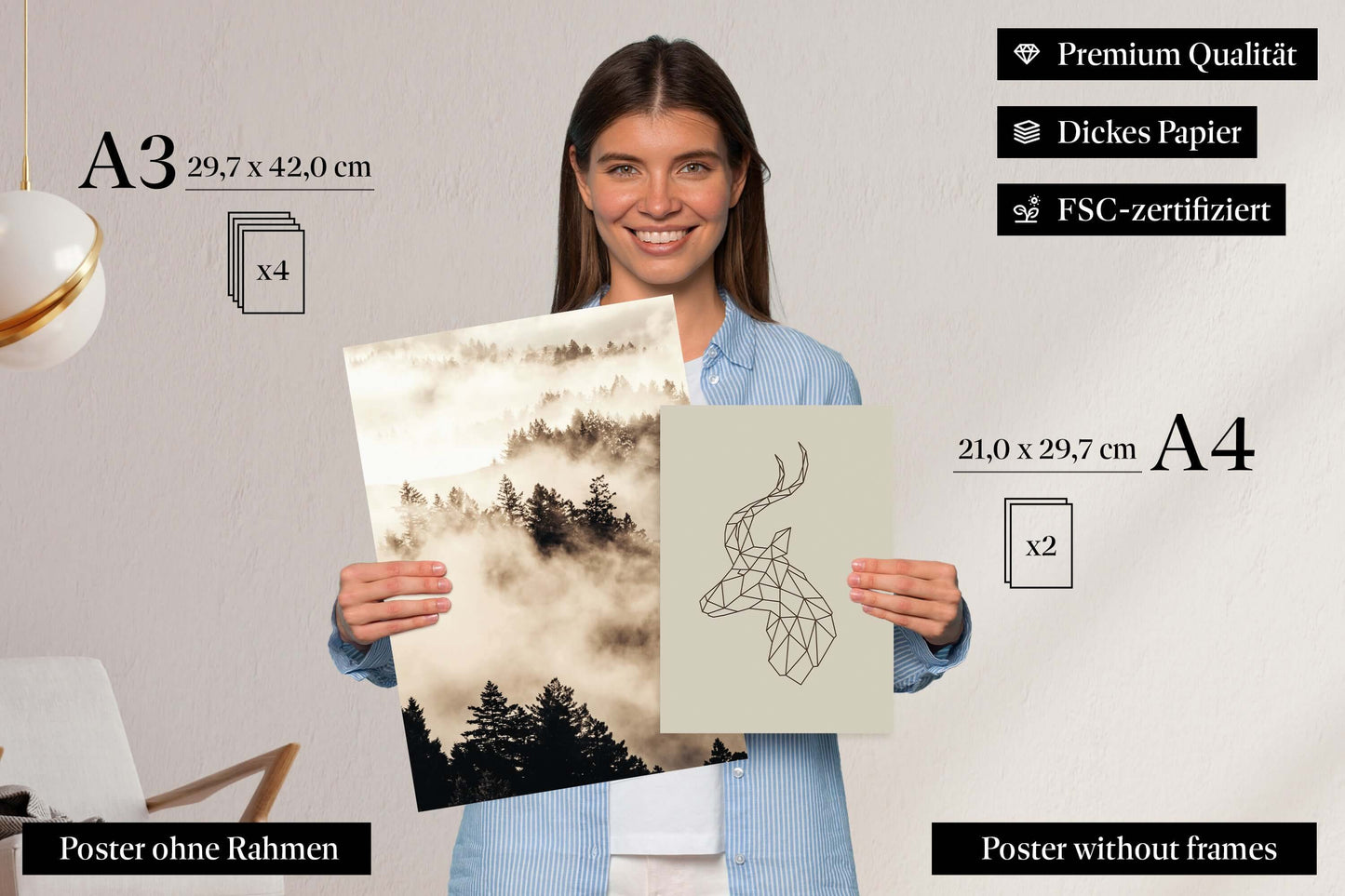 » Herbst « Poster Set als Wohnzimmer Deko | 4x A3 + 2x A4 Wandbilder Collage | ohne Rahmen
