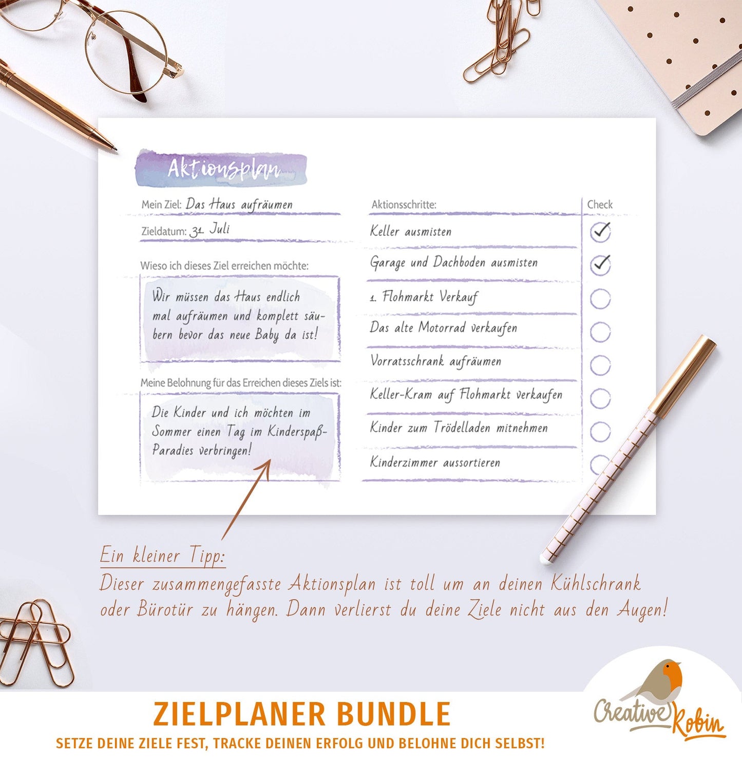 ZIELPLANER • mit KALENDER • Monatlicher Zielplanung • Um Ziele im Leben zu erreichen