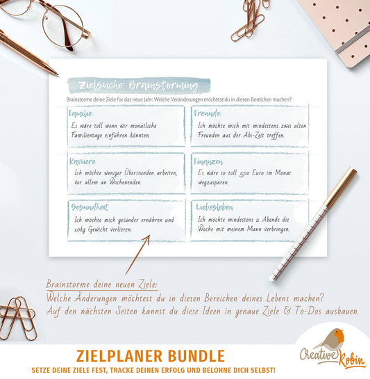 ZIELPLANER • mit KALENDER • Monatlicher Zielplanung • Um Ziele im Leben zu erreichen