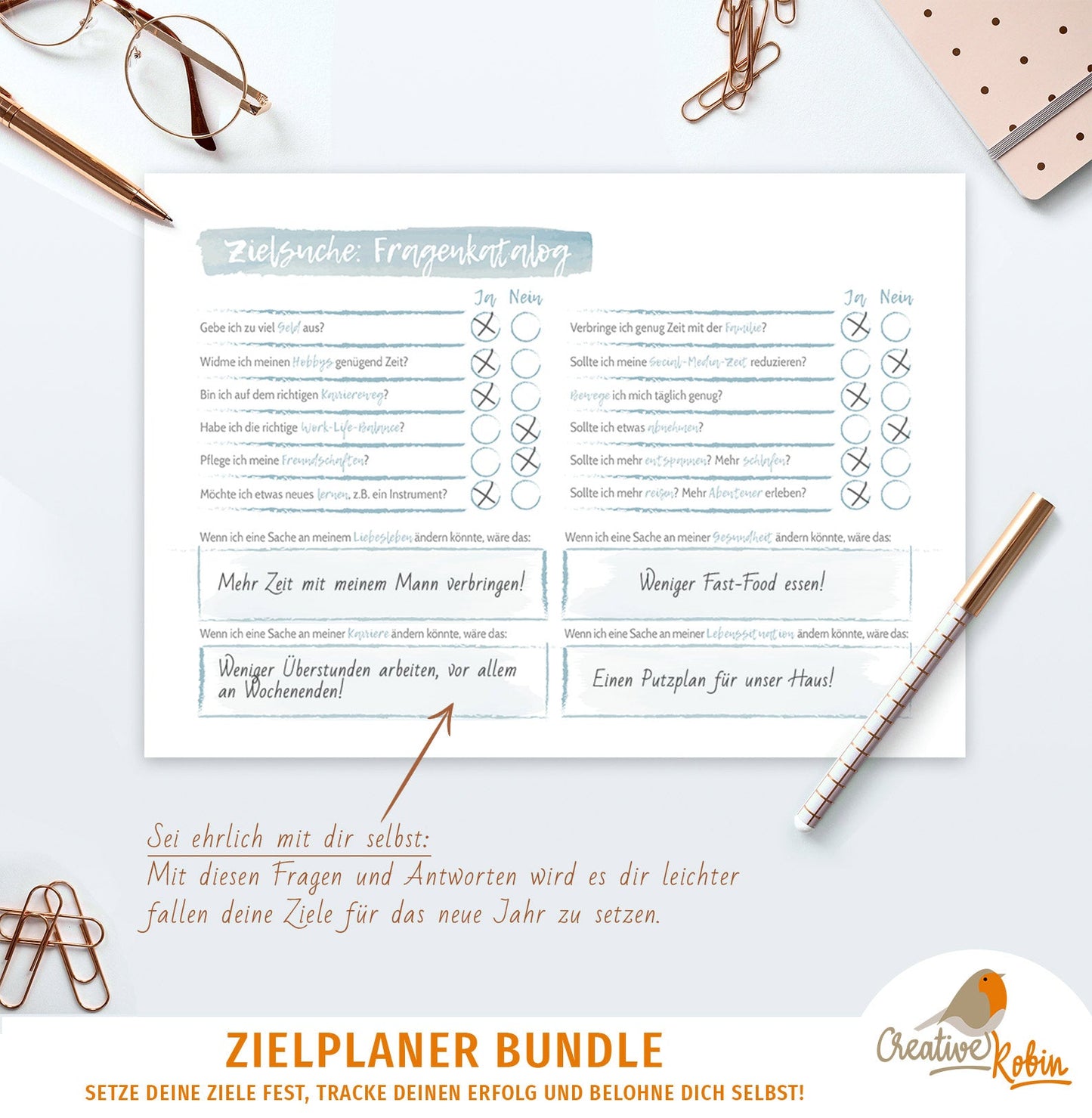 ZIELPLANER • mit KALENDER • Monatlicher Zielplanung • Um Ziele im Leben zu erreichen
