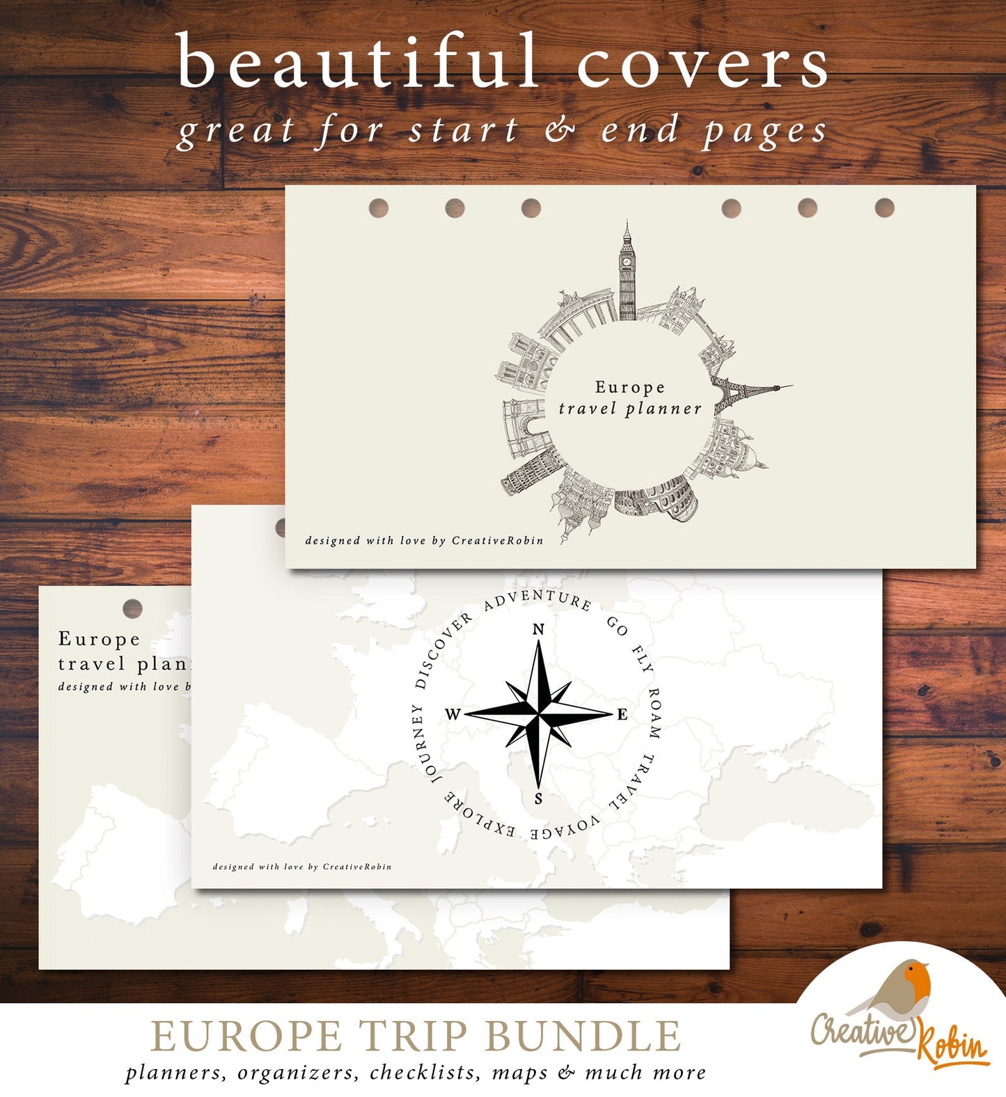 EUROPE Travel Planner | Europe Trip planner | Filofax planner with Europe Map Travel Diary Travel Journal Travelers Notebook | Printable