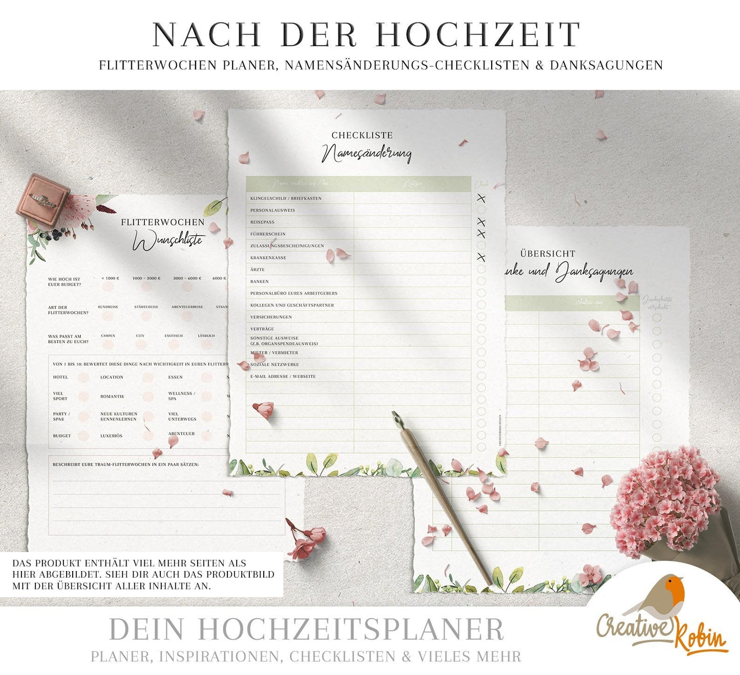 HOCHZEITSPLANER deutsch • Hochzeitsplaner Pdf • Hochzeitsplanung & Trauzeugin Planer zum Ausdrucken • DIY Hochzeit planen Checkliste •