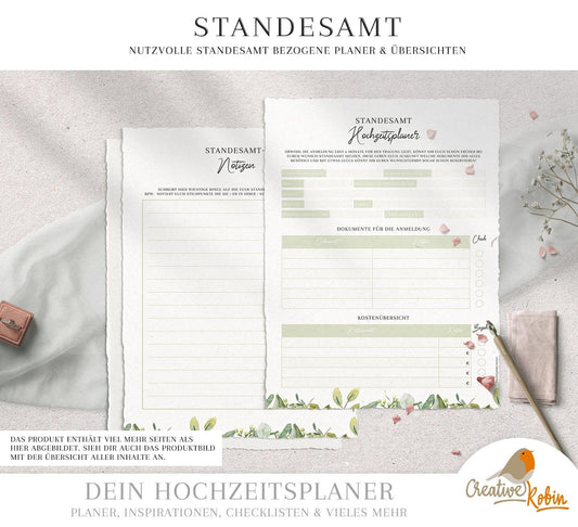 HOCHZEITSPLANER deutsch • Hochzeitsplaner Pdf • Hochzeitsplanung & Trauzeugin Planer zum Ausdrucken • DIY Hochzeit planen Checkliste •