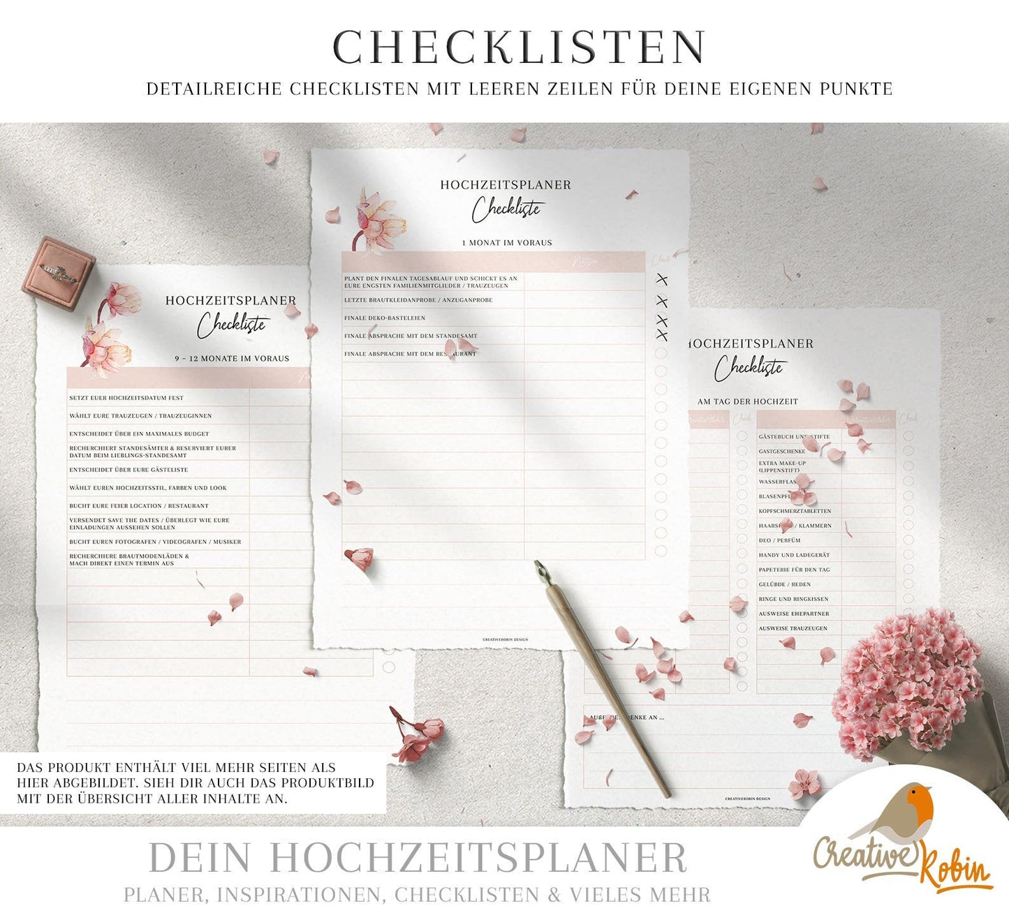 HOCHZEITSPLANER deutsch • Hochzeitsplaner Pdf • Hochzeitsplanung & Trauzeugin Planer zum Ausdrucken • DIY Hochzeit planen Checkliste •