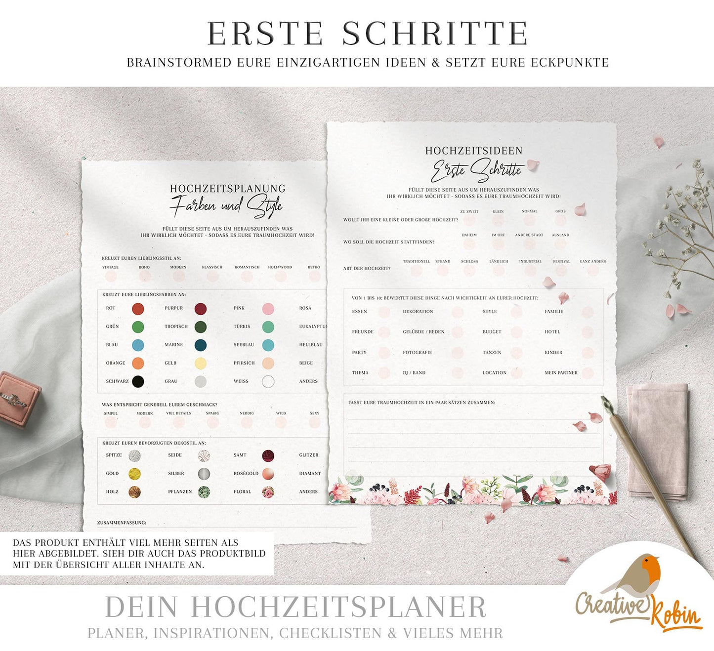 HOCHZEITSPLANER deutsch • Hochzeitsplaner Pdf • Hochzeitsplanung & Trauzeugin Planer zum Ausdrucken • DIY Hochzeit planen Checkliste •