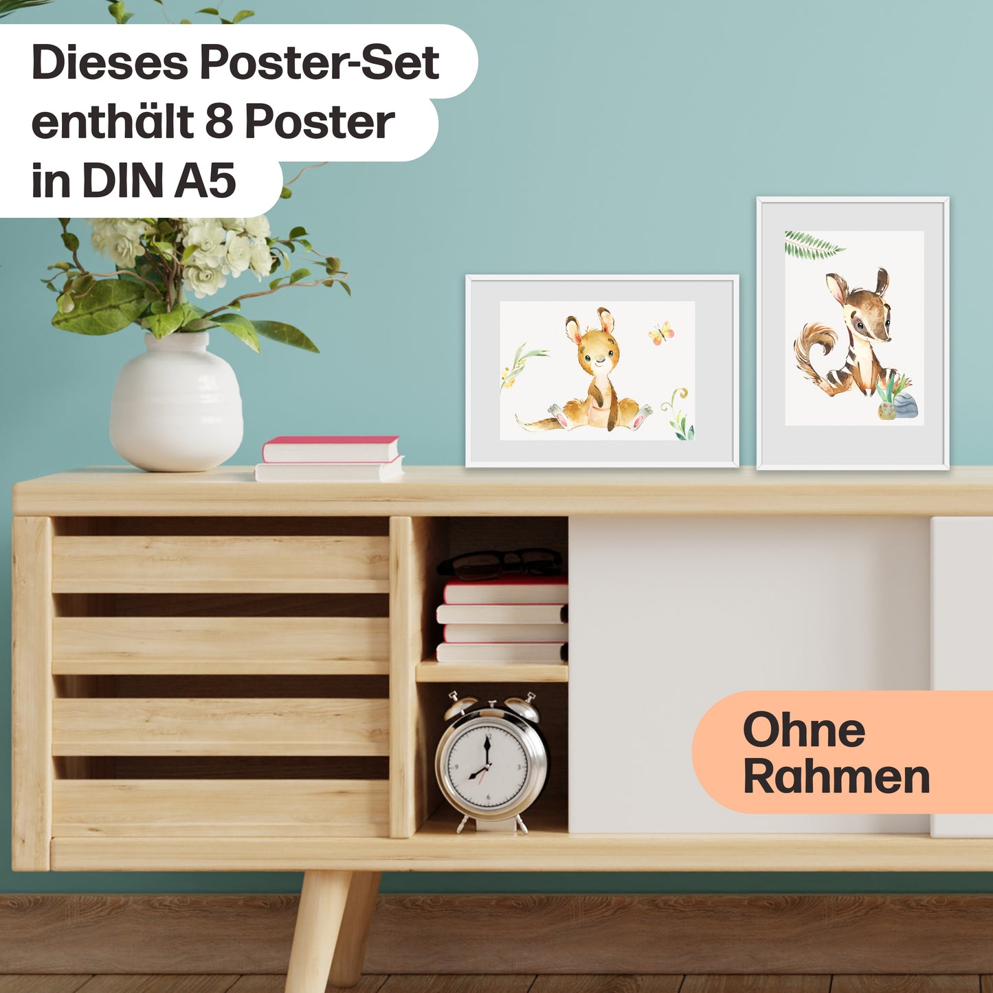 8er Tier-Poster-Set Australiens I Süße Kinderzimmer Deko I A5 Größe