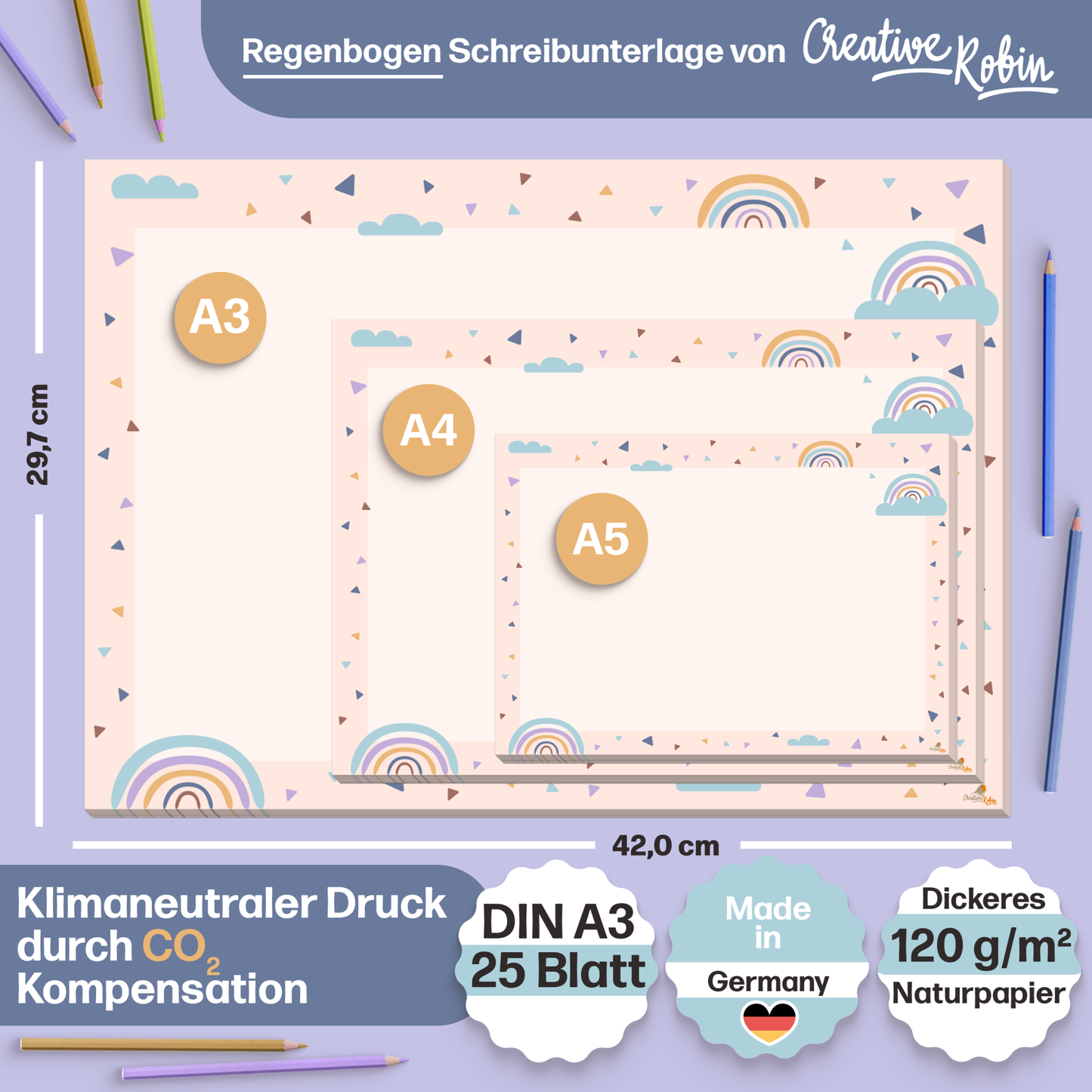 Regenbogen Malblock und Malunterlage für Kinder & Erwachsene