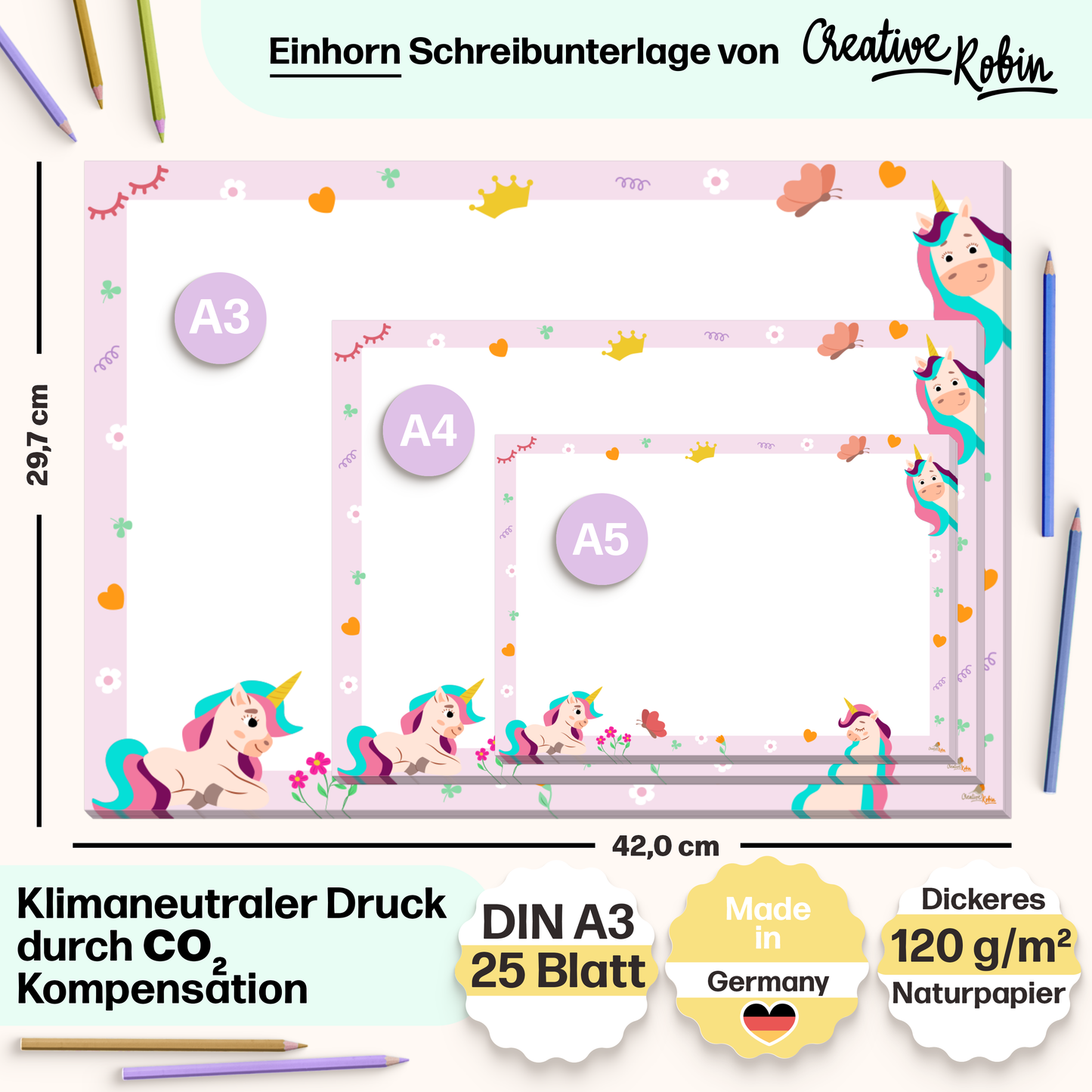 Einhorn Malblock und Malunterlage für Kinder & Erwachsene