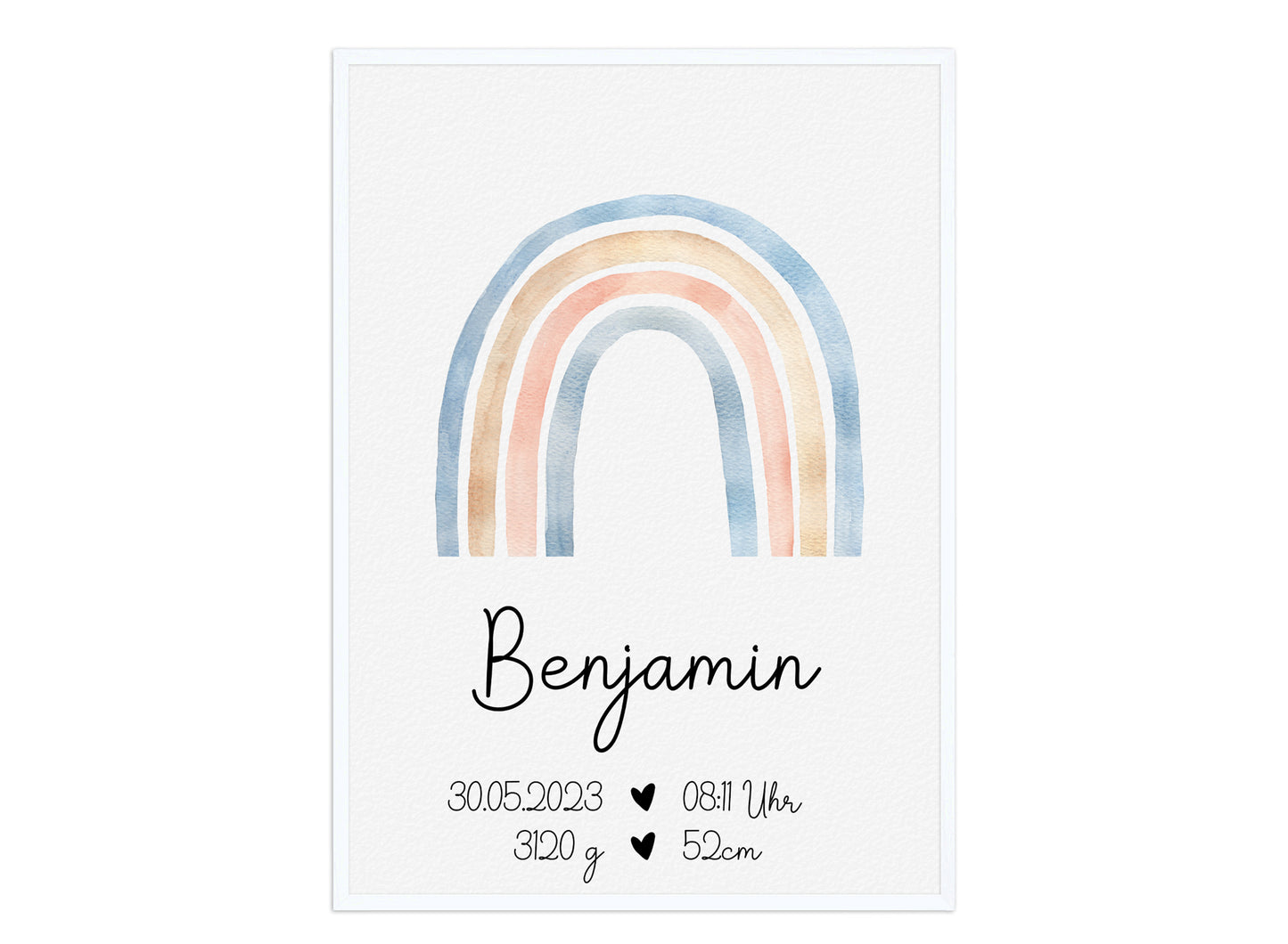 Regenbogen Geburtsposter mit Babyname & Geburtsdaten