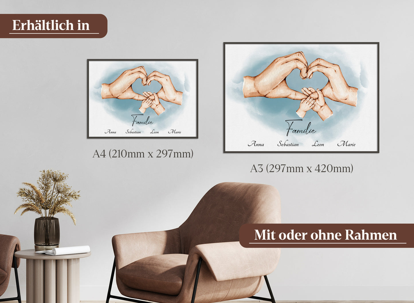 Familienhände-Poster mit Kind & Baby