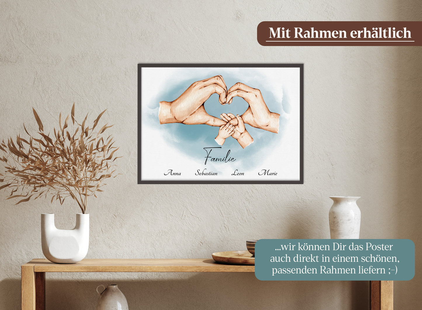 Familienhände-Poster mit Kind & Baby