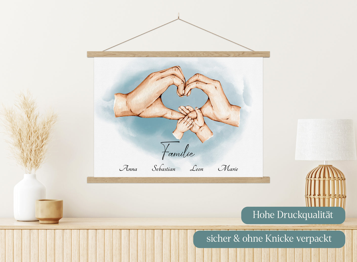 Familienhände-Poster mit Kind & Baby