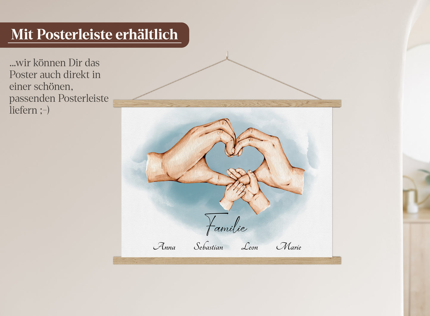 Familienhände-Poster mit Kind & Baby