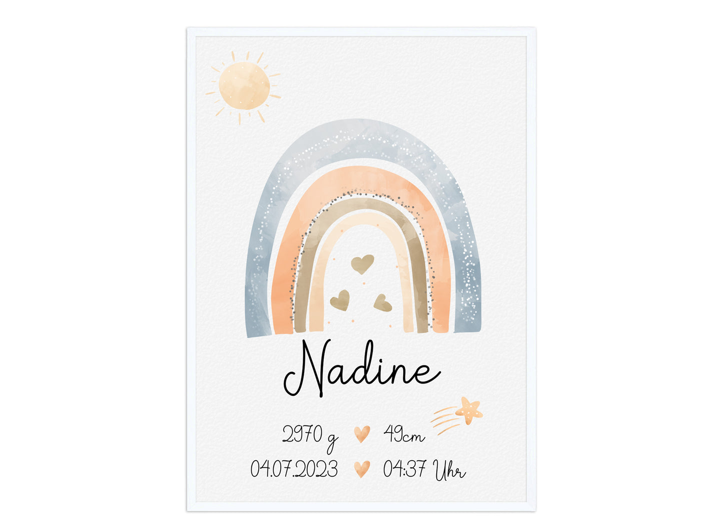 Regenbogen Geburtsposter mit Babyname & Geburtsdaten