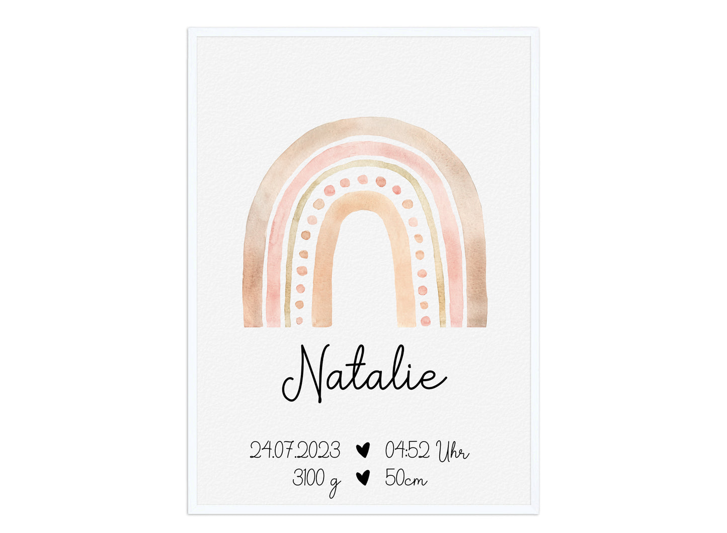 Regenbogen Geburtsposter mit Babyname & Geburtsdaten