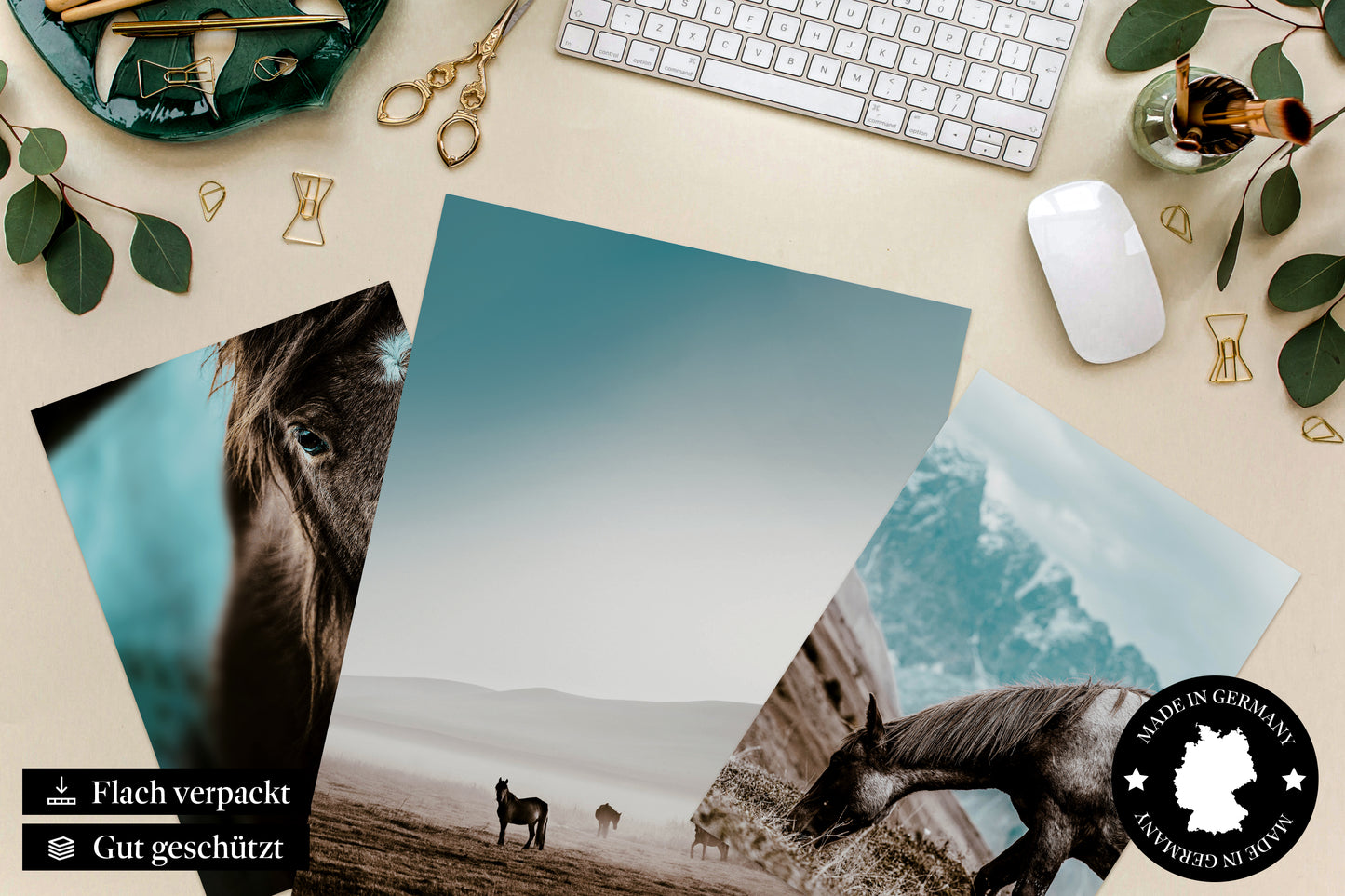 » Pferde, Berge & Freiheit « Wanddeko Poster-Set